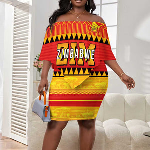 Custom Zimbabwe Cricket Off Shoulder Short Dress African Heritage Edition - African Pride