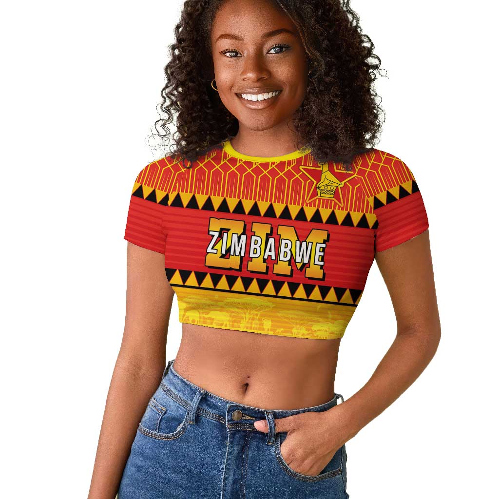 Custom Zimbabwe Cricket Raglan Cropped T shirt African Heritage Edition - African Pride