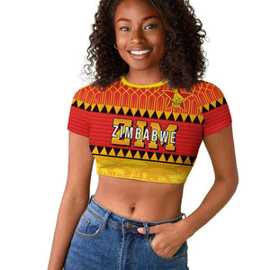 Custom Zimbabwe Cricket Raglan Cropped T shirt African Heritage Edition - African Pride