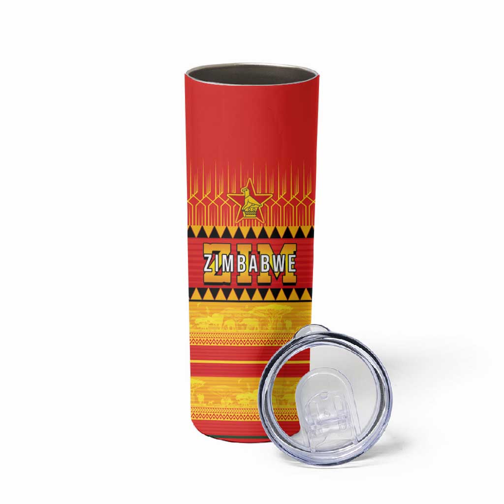 Custom Zimbabwe Cricket Skinny Tumbler African Heritage Edition - African Pride