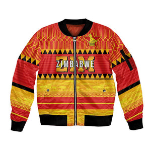 Custom Zimbabwe Cricket Sleeve Zip Bomber Jacket African Heritage Edition - African Pride