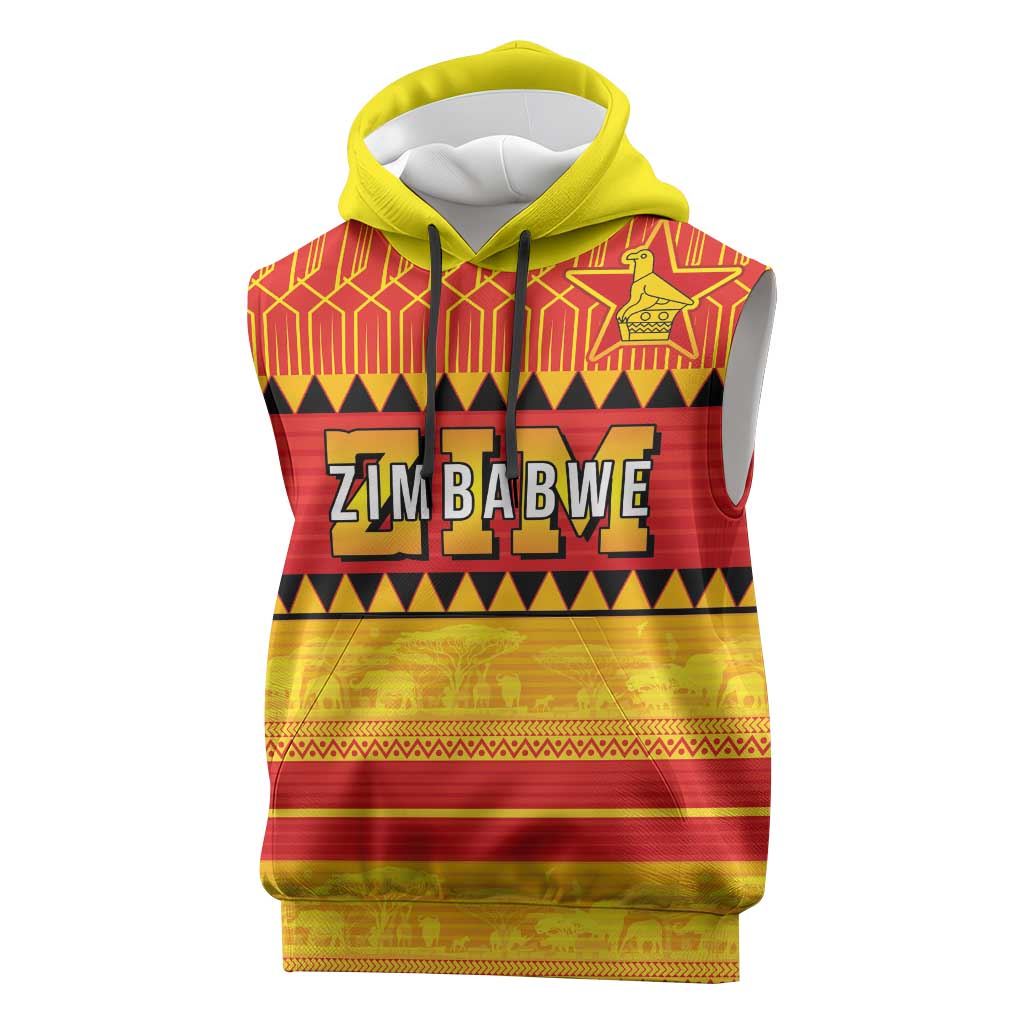 Custom Zimbabwe Cricket Sleeveless Hoodie African Heritage Edition - African Pride