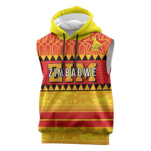 Custom Zimbabwe Cricket Sleeveless Hoodie African Heritage Edition - African Pride