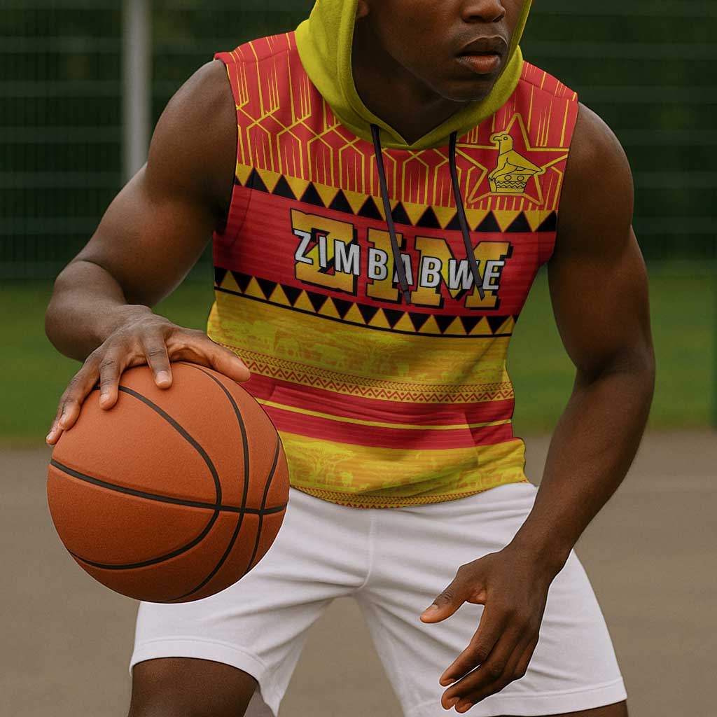 Custom Zimbabwe Cricket Sleeveless Hoodie African Heritage Edition - African Pride