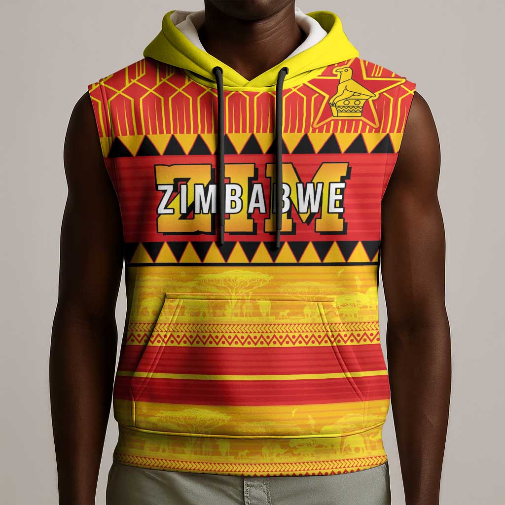 Custom Zimbabwe Cricket Sleeveless Hoodie African Heritage Edition - African Pride