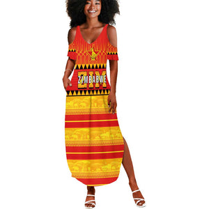 Custom Zimbabwe Cricket Summer Maxi Dress African Heritage Edition - African Pride