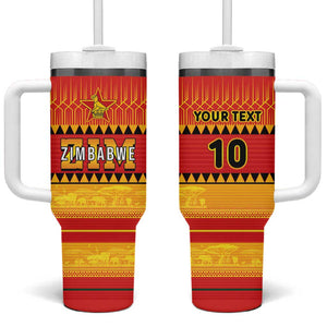 Custom Zimbabwe Cricket Tumbler With Handle African Heritage Edition - African Pride