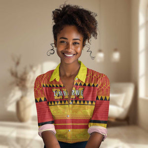 Custom Zimbabwe Cricket Women Casual Shirt African Heritage Edition - African Pride