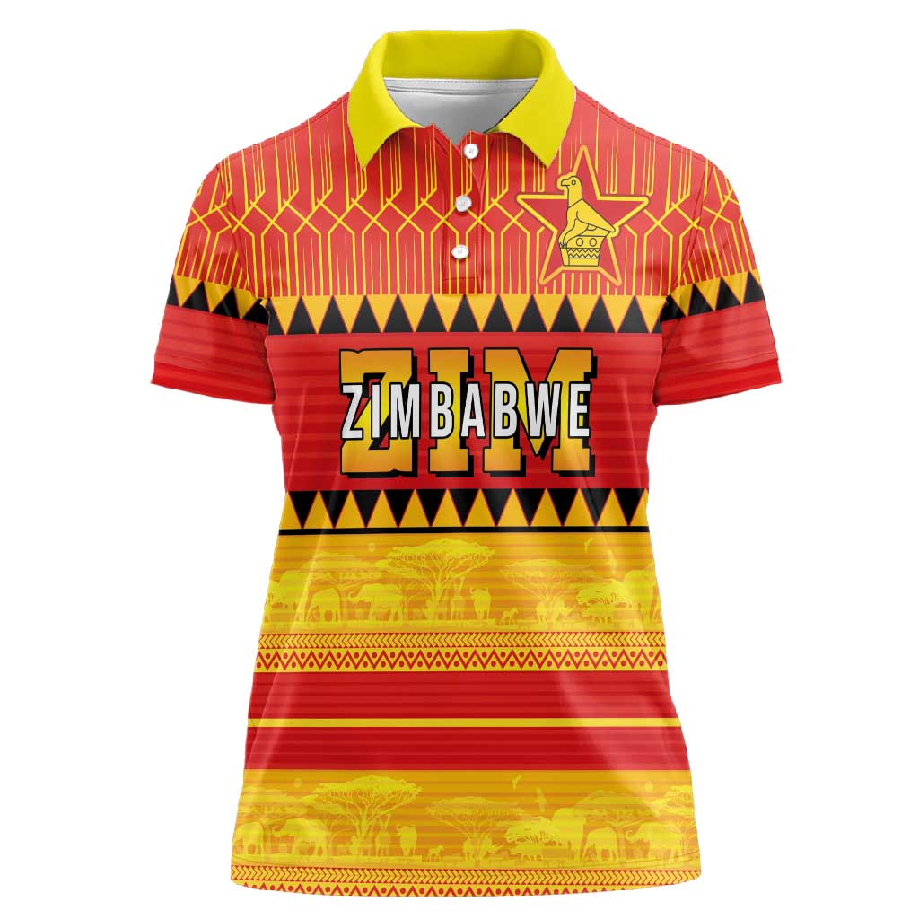 Custom Zimbabwe Cricket Women Polo Shirt African Heritage Edition - African Pride