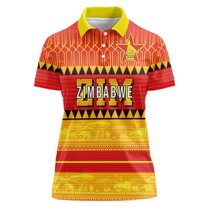 Custom Zimbabwe Cricket Women Polo Shirt African Heritage Edition - African Pride