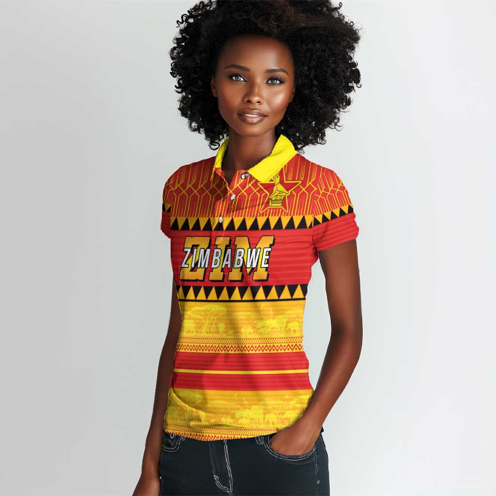 Custom Zimbabwe Cricket Women Polo Shirt African Heritage Edition - African Pride