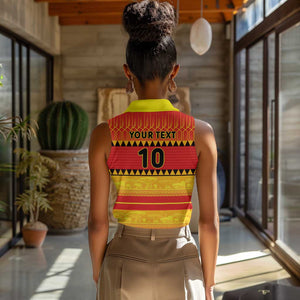 Custom Zimbabwe Cricket Women Sleeveless Polo Shirt African Heritage Edition - African Pride