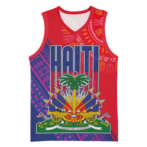 Haiti National Emblem Basketball Jersey Dashiki and Polynesian Pattern - African Pride