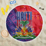Haiti National Emblem Beach Blanket Dashiki and Polynesian Pattern