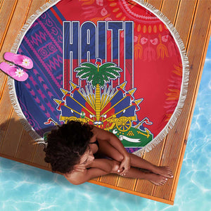 Haiti National Emblem Beach Blanket Dashiki and Polynesian Pattern