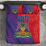 Haiti National Emblem Bedding Set Dashiki and Polynesian Pattern