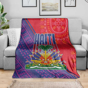 Haiti National Emblem Blanket Dashiki and Polynesian Pattern