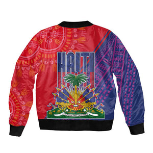 Haiti National Emblem Bomber Jacket Dashiki and Polynesian Pattern