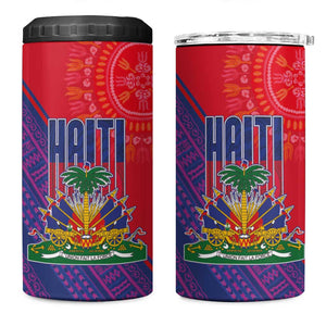 Haiti National Emblem 4 in 1 Can Cooler Tumbler Dashiki and Polynesian Pattern
