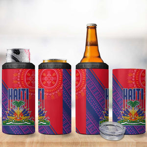 Haiti National Emblem 4 in 1 Can Cooler Tumbler Dashiki and Polynesian Pattern