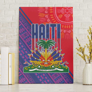 Haiti National Emblem Canvas Wall Art Dashiki and Polynesian Pattern