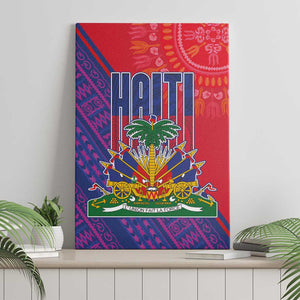 Haiti National Emblem Canvas Wall Art Dashiki and Polynesian Pattern