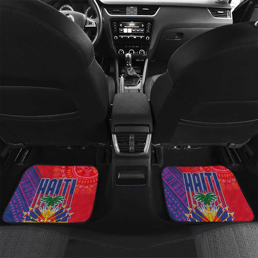 Haiti National Emblem Car Mats Dashiki and Polynesian Pattern