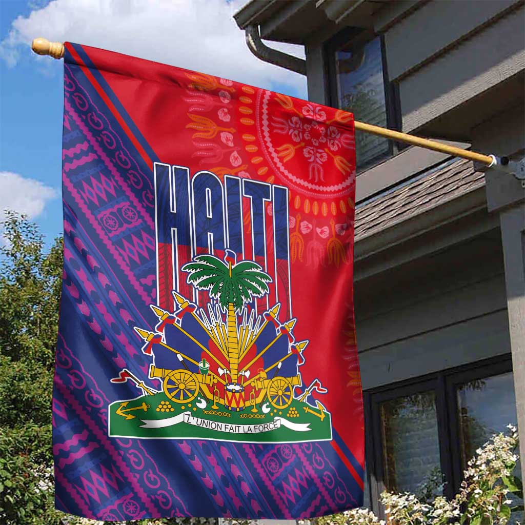 Haiti National Emblem Garden Flag Dashiki and Polynesian Pattern