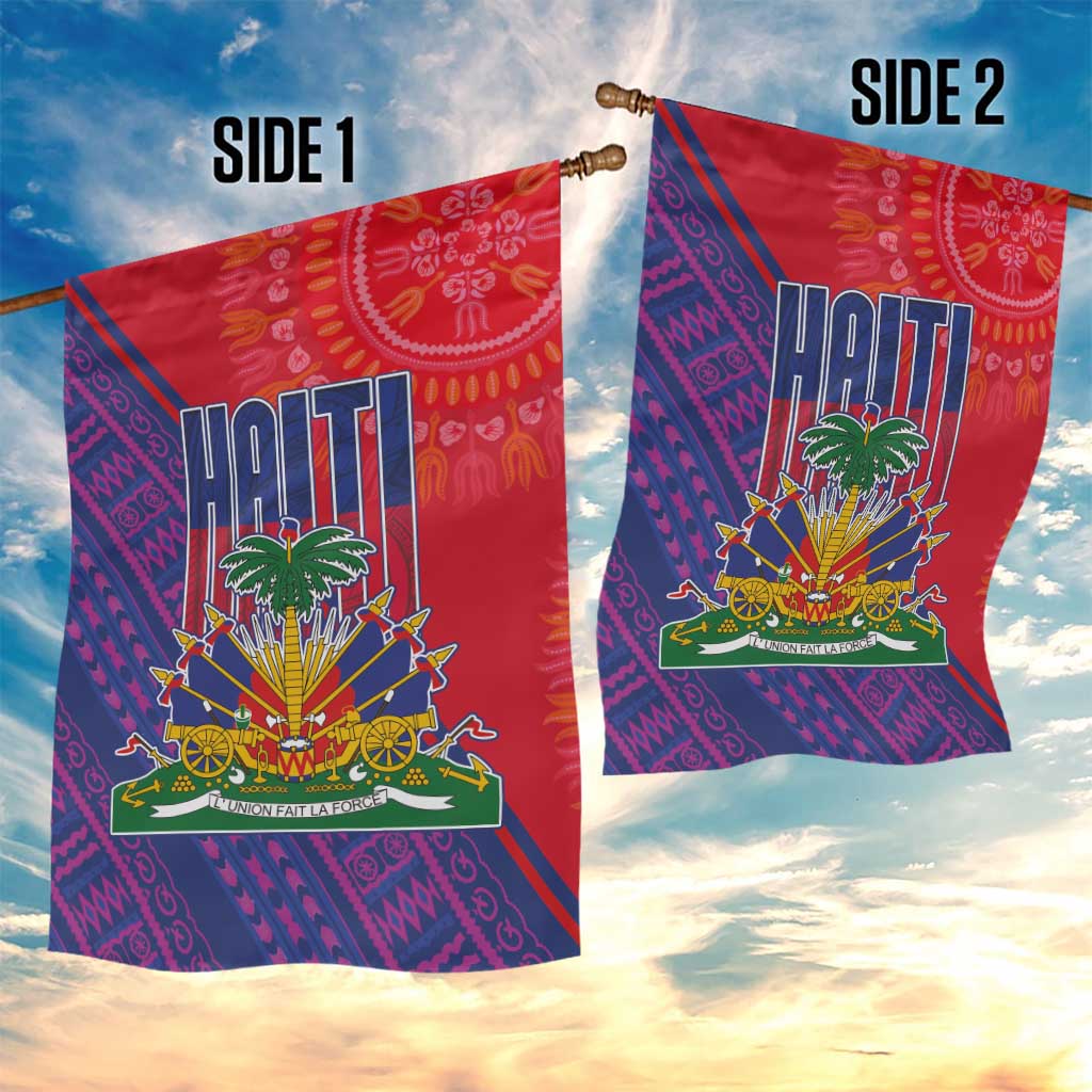 Haiti National Emblem Garden Flag Dashiki and Polynesian Pattern