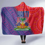 Haiti National Emblem Hooded Blanket Dashiki and Polynesian Pattern