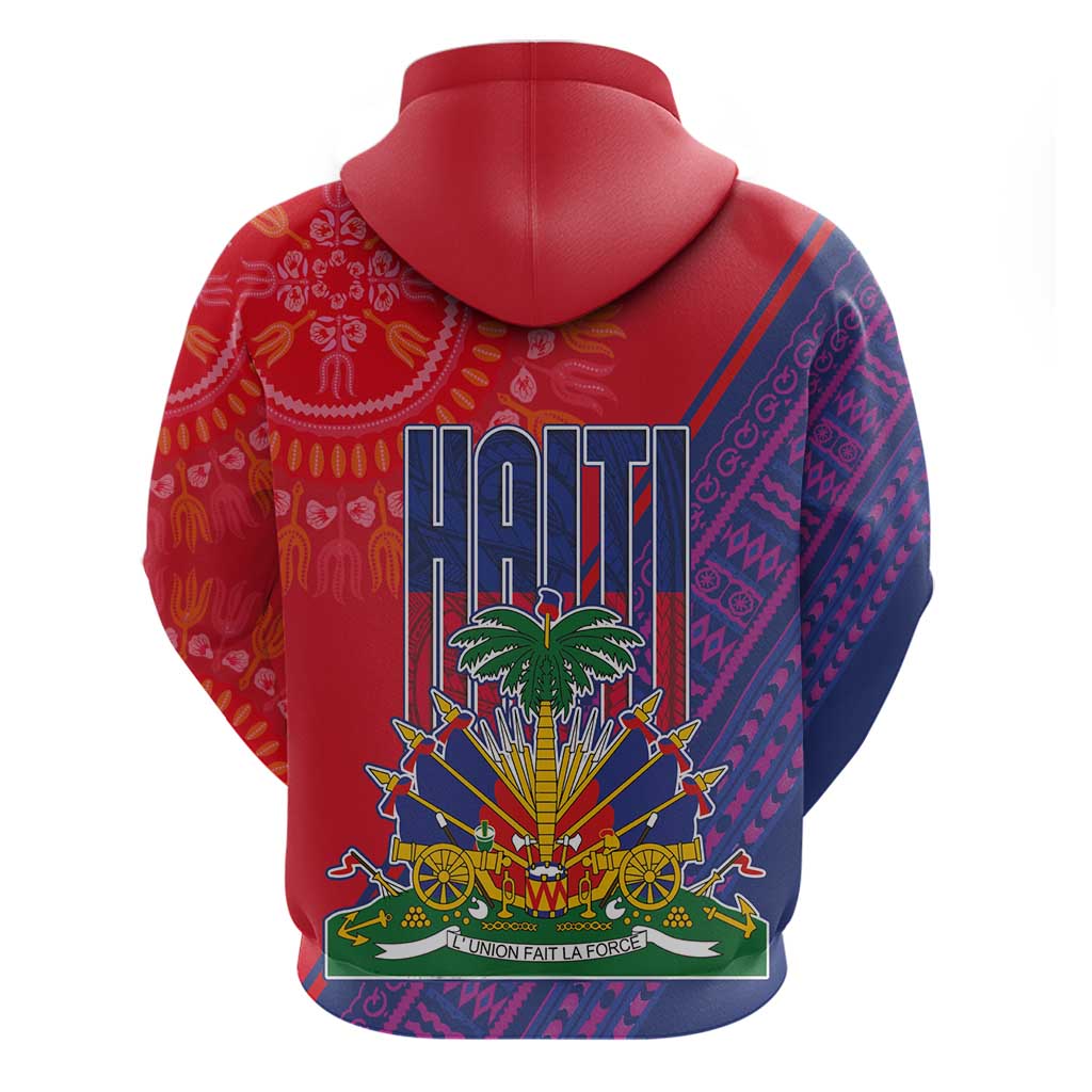 Haiti National Emblem Hoodie Dashiki and Polynesian Pattern