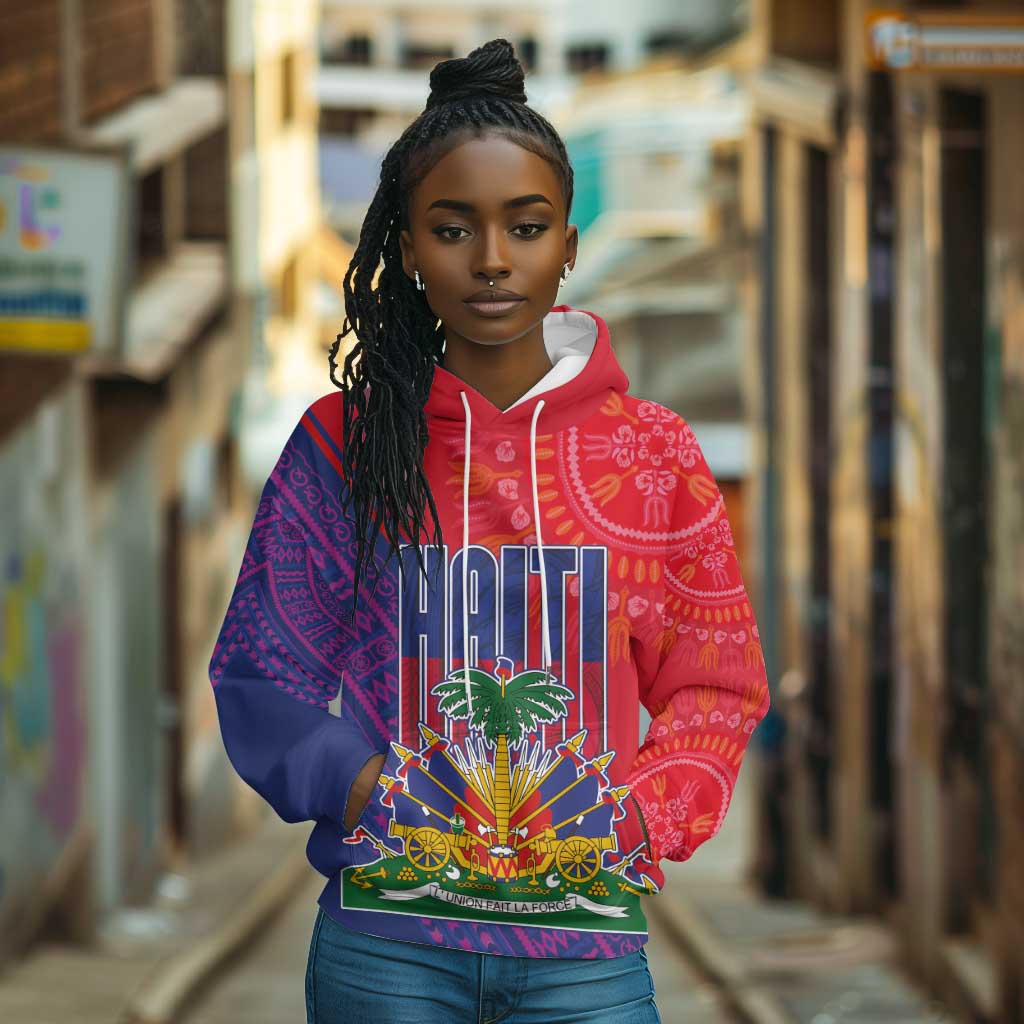 Haiti National Emblem Hoodie Dashiki and Polynesian Pattern