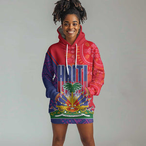 Haiti National Emblem Hoodie Dress Dashiki and Polynesian Pattern
