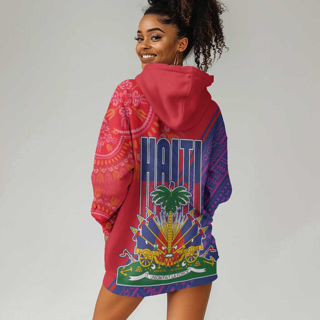 Haiti National Emblem Hoodie Dress Dashiki and Polynesian Pattern