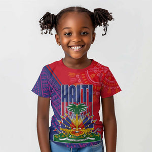 Haiti National Emblem Kid T shirt Dashiki and Polynesian Pattern