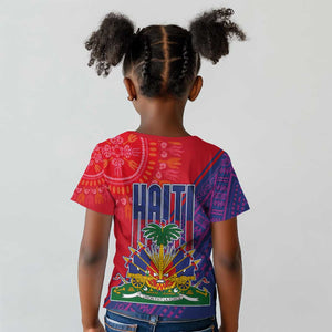 Haiti National Emblem Kid T shirt Dashiki and Polynesian Pattern