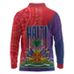 Haiti National Emblem Long Sleeve Polo Shirt Dashiki and Polynesian Pattern