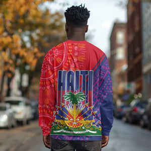 Haiti National Emblem Long Sleeve Shirt Dashiki and Polynesian Pattern