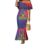Haiti National Emblem Mermaid Dress Dashiki and Polynesian Pattern