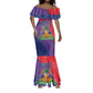 Haiti National Emblem Mermaid Dress Dashiki and Polynesian Pattern
