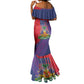 Haiti National Emblem Mermaid Dress Dashiki and Polynesian Pattern
