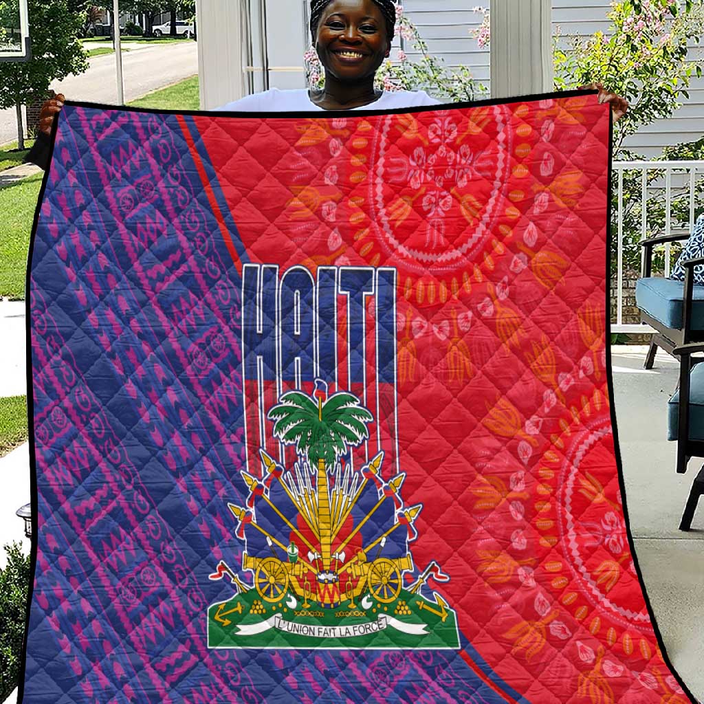 Haiti National Emblem Quilt Dashiki and Polynesian Pattern