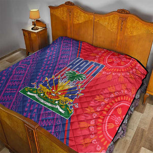 Haiti National Emblem Quilt Dashiki and Polynesian Pattern