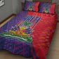 Haiti National Emblem Quilt Bed Set Dashiki and Polynesian Pattern