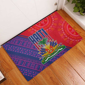 Haiti National Emblem Rubber Doormat Dashiki and Polynesian Pattern