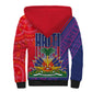Haiti National Emblem Sherpa Hoodie Dashiki and Polynesian Pattern