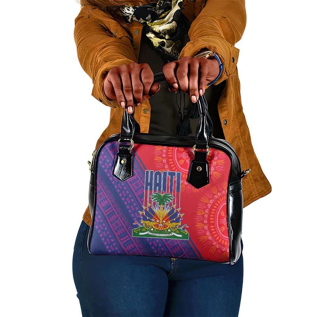 Haiti National Emblem Shoulder Handbag Dashiki and Polynesian Pattern