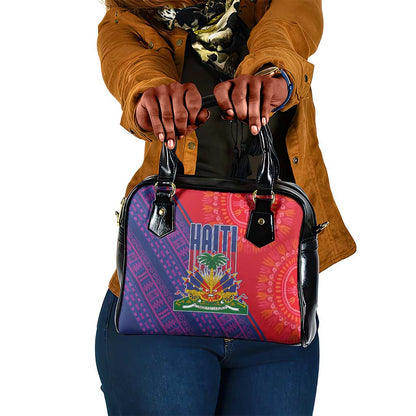 Haiti National Emblem Shoulder Handbag Dashiki and Polynesian Pattern