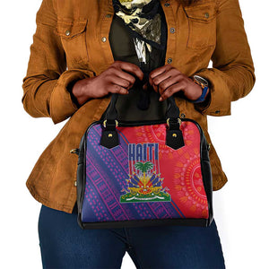 Haiti National Emblem Shoulder Handbag Dashiki and Polynesian Pattern