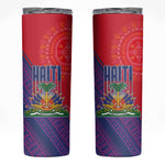 Haiti National Emblem Skinny Tumbler Dashiki and Polynesian Pattern
